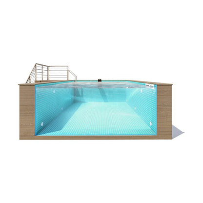 【AP-2000-SERIES】-Endless Pool Shipping Container Swimming Pool Piscinas Fibra De Vidrio Rectangulares Con Spa Complete Glass Pool Kit