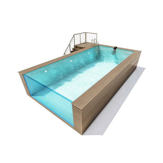 【AP-2000-SERIES】-Endless Pool Shipping Container Swimming Pool Piscinas Fibra De Vidrio Rectangulares Con Spa Complete Glass Pool Kit