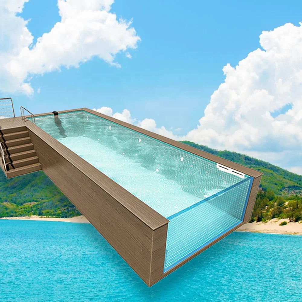 【AP-2000-SERIES】-Endless Pool Shipping Container Swimming Pool Piscinas Fibra De Vidrio Rectangulares Con Spa Complete Glass Pool Kit