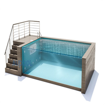 【AP-2000L-SERIES】freestanding container clear acrylic glass prefabricated swimming pool