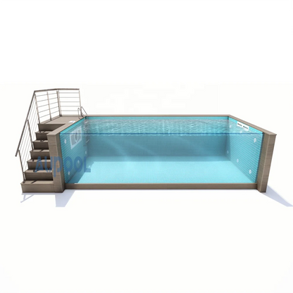 【AP-2000L-SERIES】freestanding container clear acrylic glass prefabricated swimming pool